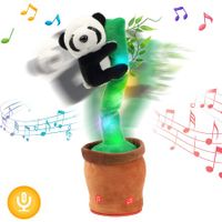 Glowing Dancing Panda Toy with Bamboo Repeats What You Say Talking Toy Wriggle Singing Mimicking Twisting Electric Light Up Interactive Animated Toy Speaking