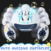 Crawling Crab Toy Fun Interactive Walking Moving Toy Sensory Induction Crabs with Spray(White)
