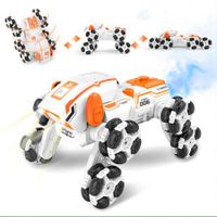 Remote Control Car RC Robot Dog 2.4GHz 4WD with 360 Degree Rotation with Lights and Spray, Clambing Stair Car Toys(Orange)