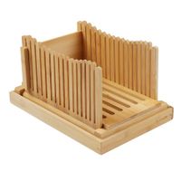 Bamboo Bread Slicer for Homemade Bread,foldable adjustable Slicing width with sturdy bamboo cutting board,cutting bagels or even slices of bread becomes easy