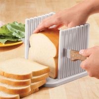 Adjustable Toast Slicer/Cutting Guide for Homemade Bread,Plastic Bread Slicer Loaf for Slicing Bread Foldable Kitchen Baking Tools (White)