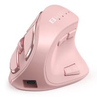 Ergonomic Mouse,Wireless Vertical Mouse,Rechargeable Optical Mice for Multi-Purpose Bluetooth USB Connection,Compatible With iOS Mac Windows Computers - Pink