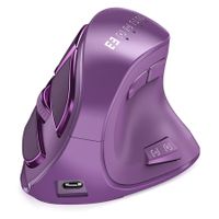Ergonomic Mouse,Wireless Vertical Mouse,Rechargeable Optical Mice for Multi-Purpose Bluetooth USB Connection,Compatible With iOS Mac Windows Computers - Purple