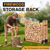 Firewood Storage Holder Campfire DIY Fireplace Wood Rack Log Bracket Adjustable Fire Pit Stand Indoor Outdoor Black