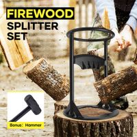 Log Firewood Splitter Set with Hammer Manual Wood Splitting Cutter Kindling Cutting Fireplace BBQ Camping Tool Outdoor Steel