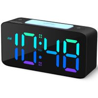 Super Loud Alarm Clock for Heavy Sleepers,Digital Clock with 7 Color NightLight,Adjustable Volume,Dimmer,Small Clocks for Bedrooms (Black+RGB)