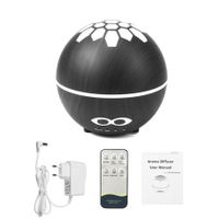 400ml Ultrasonic Air Humidifier Essential Oil Aroma Diffuser Mist Maker Remote Control with 7 Colors Night LightsDark wood grainUS Plug