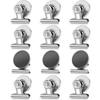12Pack Fridge Magnets Refrigerator Magnets Magnetic Clips Heavy Duty Detailed List Display Fasteners on Home & Kitchen (Silver)