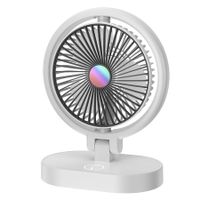 Folding Small Fan Portable Home Mute USB Desktop Charging Three Level Atmosphere Night Light Small Electric FanBlack + White
