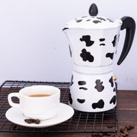 150ml/300ml Aluminum Alloy Cow Printed Coffee Maker Moka Pot Espresso Mocha Latte Percolator Filter Cafetera300ml