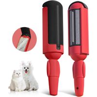 Pet Hair Remover Roller, Reusable Dog and Cat Hair Remover with Comfortable Non-Slip Handle, Portable Pet Hair Removal Tool with Base (Red),1 Pack