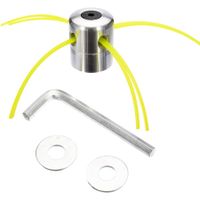 Aluminum Grass Trimmer Head, Trimmer Head Spool Set with 4 Lines, Mower Rope, Mounting Washer and Wrench, for Grass Brush Cutter