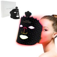 7 Color Red Light Mask, Wireless LED Face Mask Light with Eye Protection Cushion, Lightweight Soft Silicone for Face(Black)