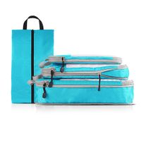 4 pcs Pack  Travel Luggage Compression Bags - Lightweight, Dustproof, and Versatile Storage Organizers Color Sky Blue