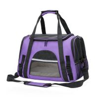 Soft Pet Carriers Portable Breathable Foldable Bag Cat Dog Carrier Bags Outgoing Travel Pets Handbag with Locking Safety Zippers Col Purple