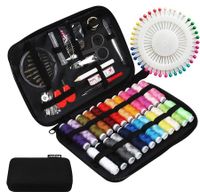 Sewing Kit with Case,130 pcs Sewing Supplies for Home Travel and Emergency,Kids Machine,Contains 24 Spools of Thread of 100m,Mending and Sewing Needles,Scissors,Thimble,Tape Measure etc