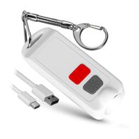 Personal Safety Siren Alarm Keychain for Women, USB Rechargeable Self Defense Sound Alert Device Key Chain (White)