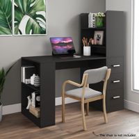 Desk Hutch Home Office Study Gamer Writing Table 120cm Wooden Laptop Workstation Storage with Drawers Bookshelf Black