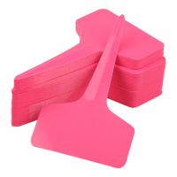 100 Pcs 6 x10cm Plastic Plant T-Type Tags Nursery Garden Labels (Pink)