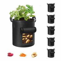 5-Pack 10 Gallon Potato Grow Bags,Garden Planting Bag with Reinforced Handle,Thickened Nonwoven Fabric Pots for Tomato,Vegetable and Fruits