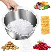 Rice Washer Strainer Bowl, 4 in 1 Washing Bowl for Quinoa, Stainless Steel Rinse