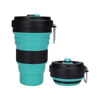 Collapsible Travel Cup, Silicone Folding Camping Cup Sport Bottle with Lids, Expandable Scald Proof Drinking Cup 550ml