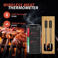 BBQ Meat Thermometer Food Cooking 91m Wireless Bluetooth Temp Probe Beef Grill Oven Smoker Instant Read Waterproof Outdoor Kitchen Digital