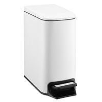Slim Bathroom Trash Can with Lid Soft Close,6 L/1.6 Gallon Stainless Steel Garbage Can with Removable Inner Bucket,Step Pedal,Small Trash Cans for Bedroom,Office,Kitchen (White)