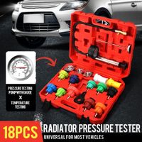 18 Piece Radiator Pressure Tester Kit Leak Detector Universal Automotive Coolant Car Cooling System Adapter Toolbox