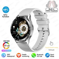 2 in 1 Headset NFC Smart Watch TWS Wireless Bluetooth Earphone Body Monitoring TestingSport Fitness Color Silver Gray