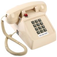 Traditional Red Landline Phone,Retro Corded Telephone with Message Indicator,Classic 2500 Analog Desk Phone,Vintage Corded Desk Telephone Large Button,Old Red Telephone Landline for School,Home (Beige)