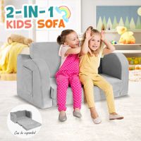 Flip Out Kids Sofa 2 In 1 Convertible Couch Lounge Chair Comfy Seater Armchair Backrest Bed Soft Fabric Toddler Playroom