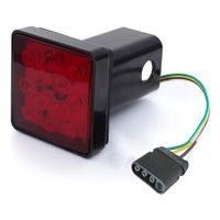 Red Lens Trailer Hitch Cover with 12 LED Brake Light Fit 2 inch Receiver