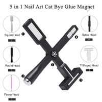 5 In 1 Multifunctional Strong Cat Eye Magnet  Gel High Quality Nail Magnetic Stick For Manicure Art Design Special Tools Color Black