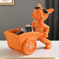 Creative Bulldog Key Storage Tray Decoration Living Room Porch Office Desktop Method Dogfighting Home Decoration,Orange