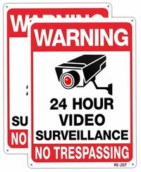 2 Pack Warning Security Cameras in Use   Video Surveillance Sign No Trespassing Sign 20x30 Tin plate Iron UV Ink Printed,Durable Weatherproof
