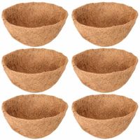 6 Pack 16 Inch Hanging Basket Coco Liners Replacement,100% Natural Round Coconut Coco Fiber Planter Basket Liners for Hanging Basket Flowers/Vegetables