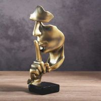 Thinker Statue, Silence is Gold Abstract Art Figurine, Modern Resin Home Sculptures Decorative Objects Piano Desk Decor for Creative Room Home Office Study (Gold)