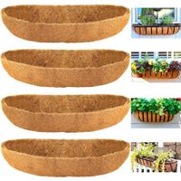 Coco Liners for Planters,4 Pack 24 Inch Trough Coconut Liners for Planters,Window Box Coco Liners,100% Natural Coconut Fiber Liners for Wall Hanging Basket,Window Box,Fence Baskets