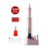 18000RPM Cordless Electric Nail Drill Rechargeable Portable Efile Nail Drill Kit Manicure Pedicure Polishing Shape Tools(Pink)