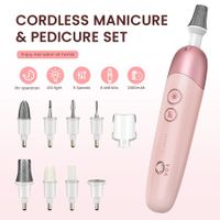 8 in 1 Electric Nail File Set, Cordless Pedicure Tools for feet, 5 Speeds Manicure Set, Toe Nail Grinder Kit for Thick Nails-Pink