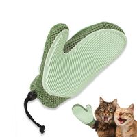 2 in 1 Pet Fur Glove and Cat Hair Remover Glove, Dog Grooming Glove Brush for Shedding, Green/Single