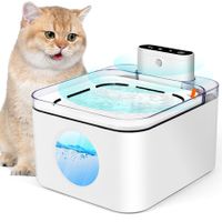 Wireless Automatic 3L Pet Water Fountain Battery Operated,Cat Water Fountain with Water Level Window and Water Shortage Alert Light with 3 Modes