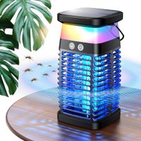 Bug Zapper Outdoor Indoor Mosquito Zapper Solar Fly Zapper Rechargeable Electric Mosquito Zapper IP68 Waterproof Insect Fly Trap Plug in with RGB Light & Reading Lamp