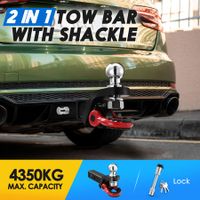 2 in 1 Tow Bar Car Caravan Boat Vehicle Heavy Duty Towing Ball Mount Tongue Shackle Trailer Hitch Receiver 4350kg 4WD