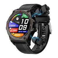 2024 Latest Smart Watch Tws Earphones 2 in 1 Bluetooth Call Body Monitoring Music Multi-Functional Sports Watch Bracelet Color Black