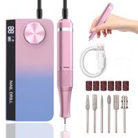 Electric Nail Drill, 35000 RPM Portable Rechargeable Nail Drill Machine with Drill Bits,for Polishing Removing Electric Nail Files Manicure Tool