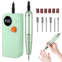 Portable Nail Drill Kit Rechargeable Nail Machine Electric Cordless Efile Nail Drill Set with 6 Nail Bits, Manicure Pedicure Tool,Green