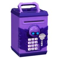 Piggy Bank, Electronic Password ATM Cash Coin, Can Automatically Scroll, Money Saving Box, Gift Toy for Kids (Purple)