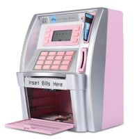 ATM Piggy Bank for Real Money for Kids Toy Money Bank with Card, Password, Coin Recognition, Bill Feeder, Calculator